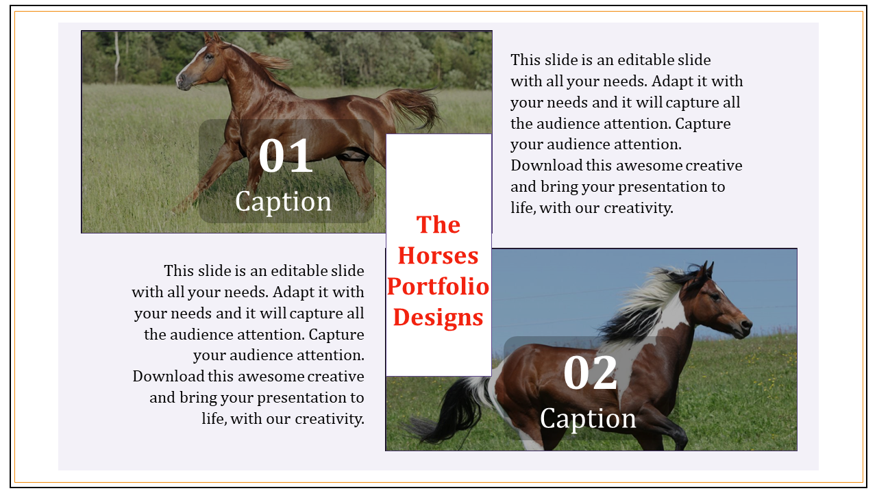 powerpoint templates for portfolio-The Horses portfolio presentation